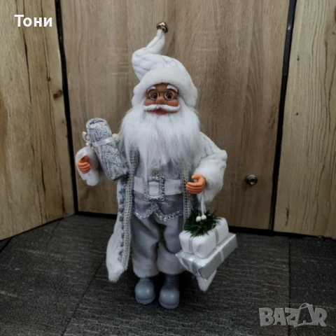 Дядо Коледа в сребристо – празнична фигура, която носи магия и уют у дома (50 / 70 / 90 см), снимка 9 - Декорация за дома - 52451171