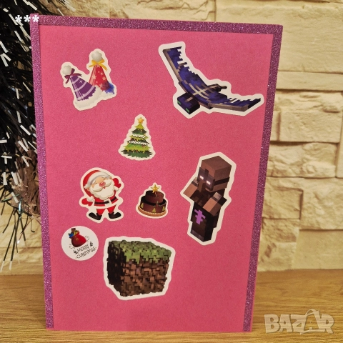 Коледни картички Майнкрафт, снимка 2 - Декорация за дома - 52713996