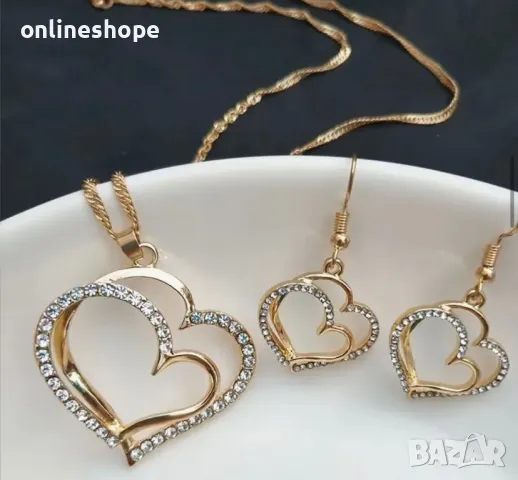 Комплект бижута - позлатено с 14к златно покритие - колие обеци гривна, снимка 4 - Бижутерийни комплекти - 49666639