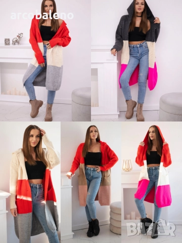 Дамска жилетка с качулка на райета, 5цвята 