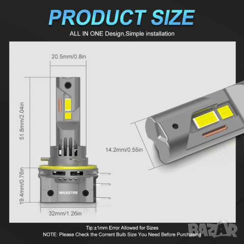 Лед крушки H15 LED | Canbus 6500K, 30000LM | Гаранция 1 година, снимка 4 - Аксесоари и консумативи - 54154391