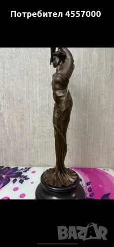 бронзова скулптура „Арт Нуво“ – Aldo Vitaleh (82 см / 20 кг), снимка 3 - Антикварни и старинни предмети - 53438775
