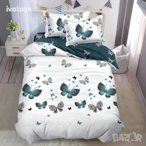 Двулицево спално бельо с ластик (размер за приста), 4 части - Модел WS14563, снимка 1