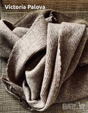 Вълнен шал с дантели от рози и дълги ресни - 220см, снимка 7 - Шалове - 52719650