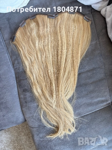 Славянска естествена руса коса без примеси много мека на допир със клипси е косата, снимка 4 - Аксесоари за коса - 52147673