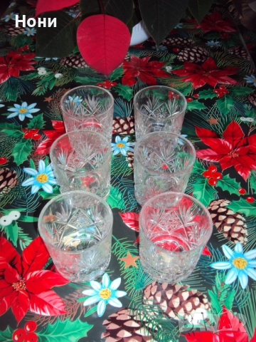 Кристален сервиз 6 броя за уиски или ракия