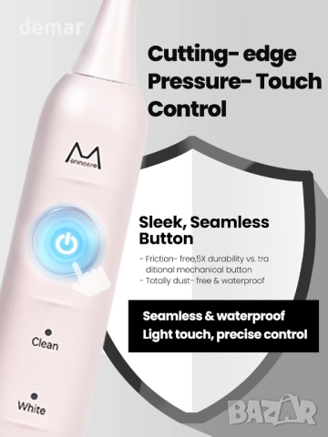 Електрическа четка за зъби Marlincare, IPX8, 48 000 VPM, 5 режима, 4 глави, розова, снимка 8 - Други - 51923839