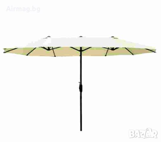 Метален двоен чадър 450х265см бежов TLB005 Twins, снимка 1 - Градински мебели, декорация  - 45433118
