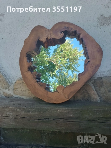 ОГЛЕДАЛО с рамка от дънер с жив вътрешен и външен ръб, снимка 2 - Огледала - 49495693