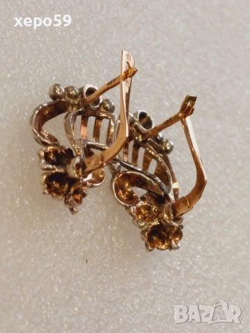 Прекрасни стари златни 18 к. обеци , перли и диаманти, снимка 9 - Обеци - 52865293