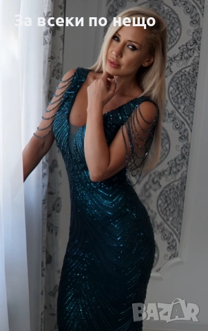 Луксозна Елегантна Дълга Рокля С Пайети И Ефектни Рамене За Официални Събития И Бал-3 Цв. Код Roni30, снимка 6 - Рокли - 54011590