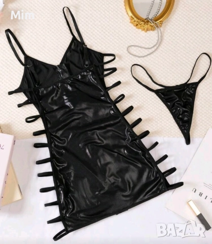 3XL Черна еластична предизвиквателна рокля и прашка , снимка 5 - Рокли - 52901478