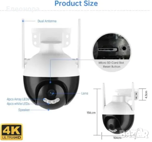 Куполна WIFI камера за видеонаблюдение, снимка 1 - IP камери - 47222685