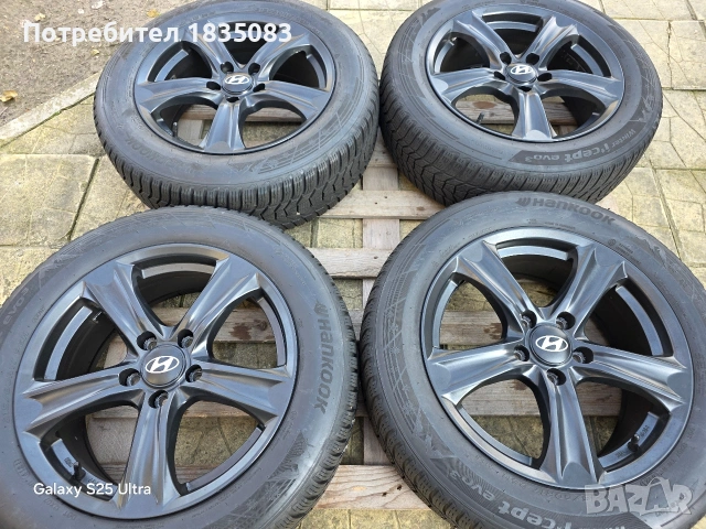 Лети джанти 17ки 5х114.3 Hyundai + зимни гуми 215/60/17 Hankook, снимка 3 - Гуми и джанти - 53711523