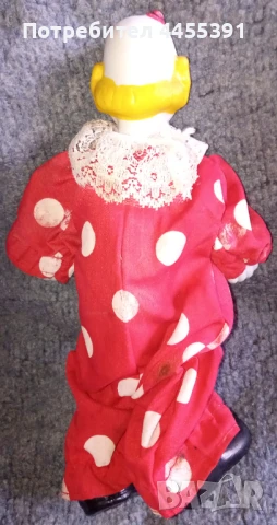 Старина играчка клоун с порцеланова глава, снимка 3 - Кукли - 50863099