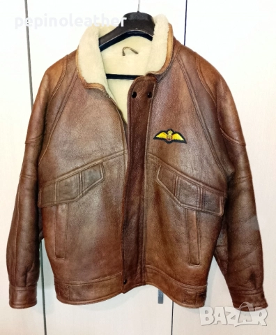 RAF (Royal Air Force) пилотско кожено яке от истинска агнешка кожа, тип В-3, размер 50 / L, снимка 3 - Якета - 52794358