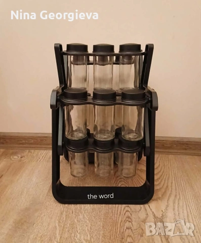 Стилен въртящ се органайзер за подправки, стъклени бурканчета, 18 части , снимка 4 - Други - 53850121