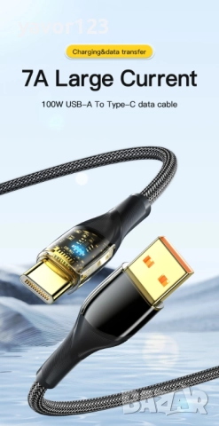 2М Кабел Essager 7A USBA към Type C 100W