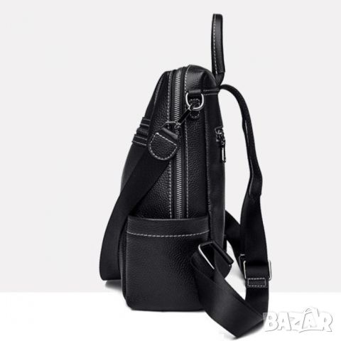 Дамска чанта-раница от естествена кожа Black 1229, снимка 12 - Раници - 45353372