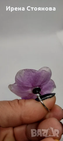 Регулируем пръстен с естествен цвят на орхидея. , снимка 7 - Пръстени - 50565167