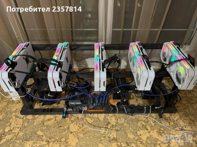 Майнинг Риг/Mining Rig Geforce RTX 3070, 3060, снимка 8 - Видеокарти - 48619592