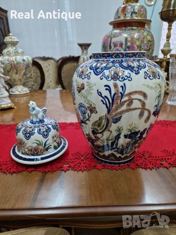 Страхотна антикварна много красива холандска порцеланова купа с капак , снимка 7 - Антикварни и старинни предмети - 45649181