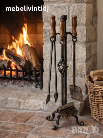 Комплект аксесоари за камина от ковано желязо