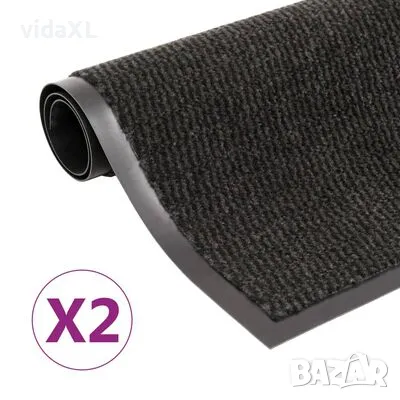 vidaXL Правоъгълни изтривалки 2 бр усукани влакна 80x120 см черни (SKU:3051610), снимка 1 - Мокети - 49427802