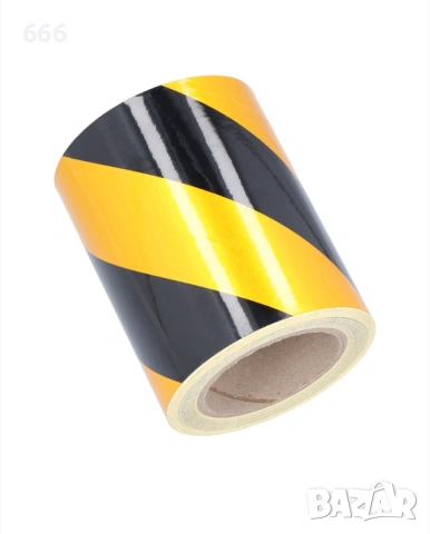 Светлоотразителна предупредителна маркировка, жълта и черна, 30 м x 14 см, PET материал, силно лепил, снимка 3 - Други стоки за дома - 53269063