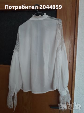 Бяла риза с интересни ръкави , снимка 1 - Ризи - 46202513