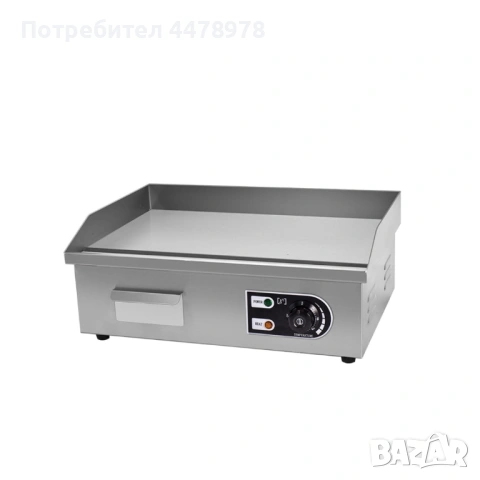 Професионална електрическа скара с гладка плоча 50 см от неръждаема стомана
