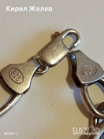 Масивна сребърна гривна много красива майсторска ръчна изработка 53066, снимка 4 - Гривни - 53044917