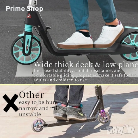 Сгъваема тротинетка за деца и възрастни, двойна спирачка, амортисьор, 20см колела, снимка 5 - Скейтборд, ховърборд, уейвборд - 53753171