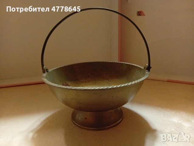 месинг свещник, купа и закачалка., снимка 2 - Антикварни и старинни предмети - 54239186