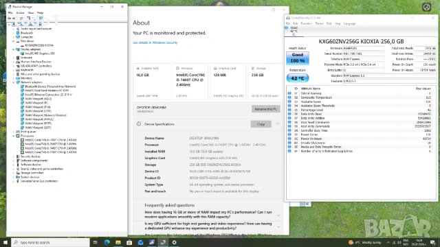 Lenovo ThinkCentre M710q Tiny Desktop i5-7400T/PCIe 256GB/16GB, снимка 6 - Работни компютри - 53644048