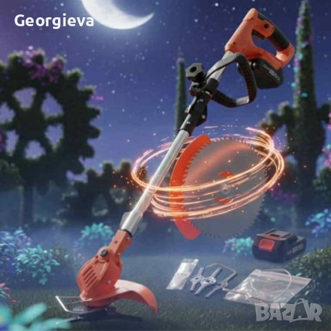 Телескопичен акумулаторен тример за трева 48V с две батерии – мощен, лек и без кабели, снимка 4 - Друга електроника - 52202417