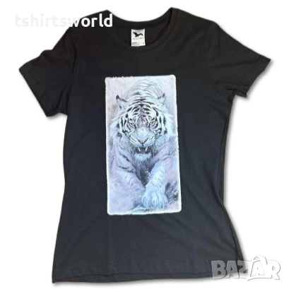 Нова дамска тениска с дигитален печат Бял Тигър