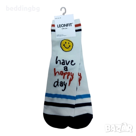 Комплект 5 чифта #шарени #памучни #чорапи с усмивки (36-41), снимка 4 - Дамски чорапи - 51707407