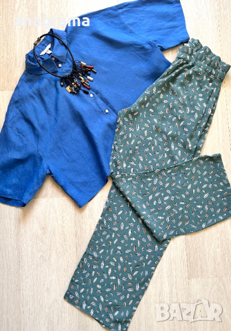 Панталон Numph & ленена туника в страхотен наситен цвят Л размер, снимка 4 - Панталони - 45063778