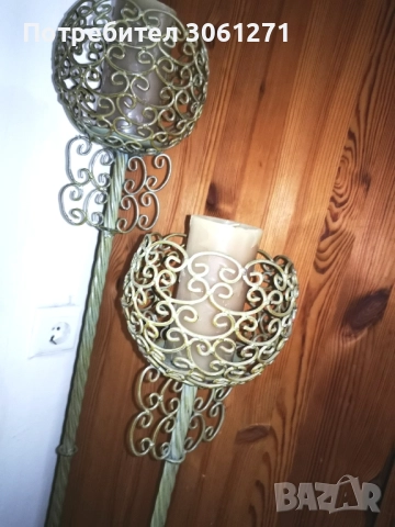 2 брой . Антики Метален свещник, декоративен, светло антик зелен, комплект от 2 брой. Venetian , снимка 8 - Декорация за дома - 51856946