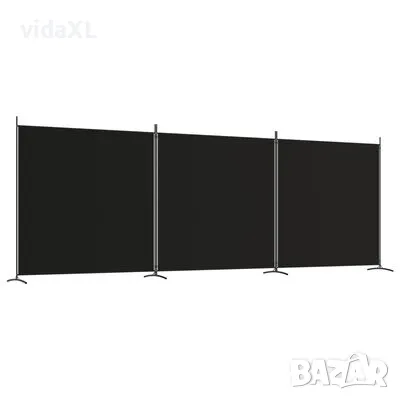 vidaXL Параван за стая, 3 панела, черен, 525x180 см, плат(SKU:350281), снимка 1 - Паравани - 48485806