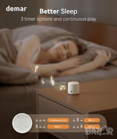 Dreamegg Pocket Sleep 1 - Преносима машина за бял шум за сън, 16 релаксиращи звука, 32 нива на звука, снимка 5 - Друга електроника - 46643293