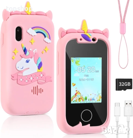 Нов, проверен мобилен телефон с 32 GB SD карта за деца над 3 години,тематични различни видове...