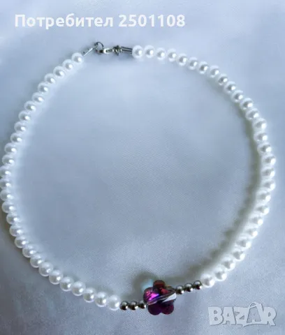 Перлено колие с цвете , снимка 2 - Колиета, медальони, синджири - 49731200