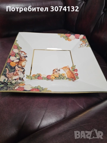 Голяма порцеланова чиния за стена с маркировка, снимка 2 - Чинии - 53759649