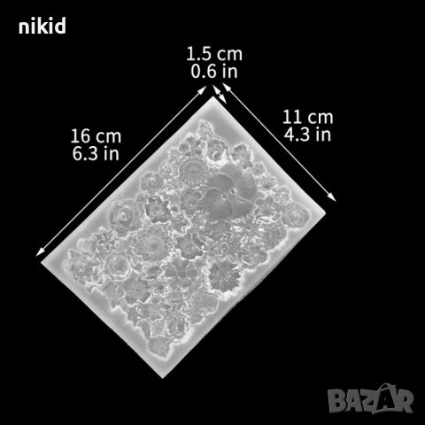 Огромен микс пано цветя силиконов молд форма декорация торта фондан, снимка 3 - Форми - 27653305