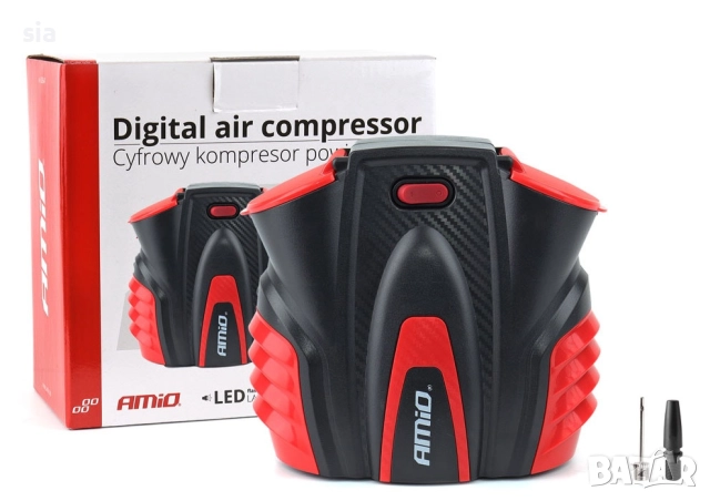 Компресор за автомобил с цифров манометър и LED светлина 12V ACOMP-16