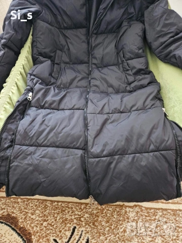 Черно дълго шушляково дамско яке Л размер, снимка 3 - Якета - 53105826