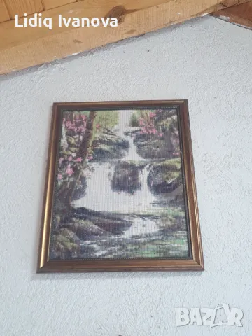 Диамантен гоблен-водопад,готов и рамкиран, снимка 3 - Гоблени - 50068807