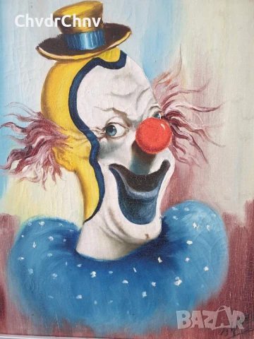 Giorgio 61х53см/2бр италиански стари картини масло върху платно/портрети-клоуни/дървена рамка, снимка 5 - Картини - 50977914